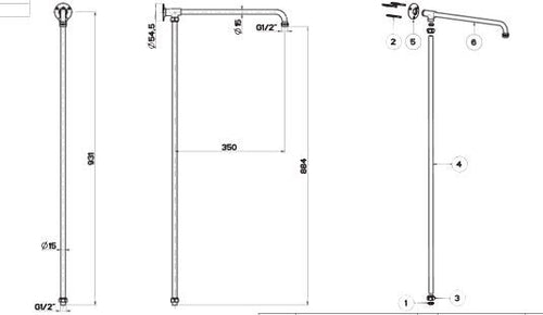 Barco Traditional Chrome Finish fixed riser and arm - Model FKRC