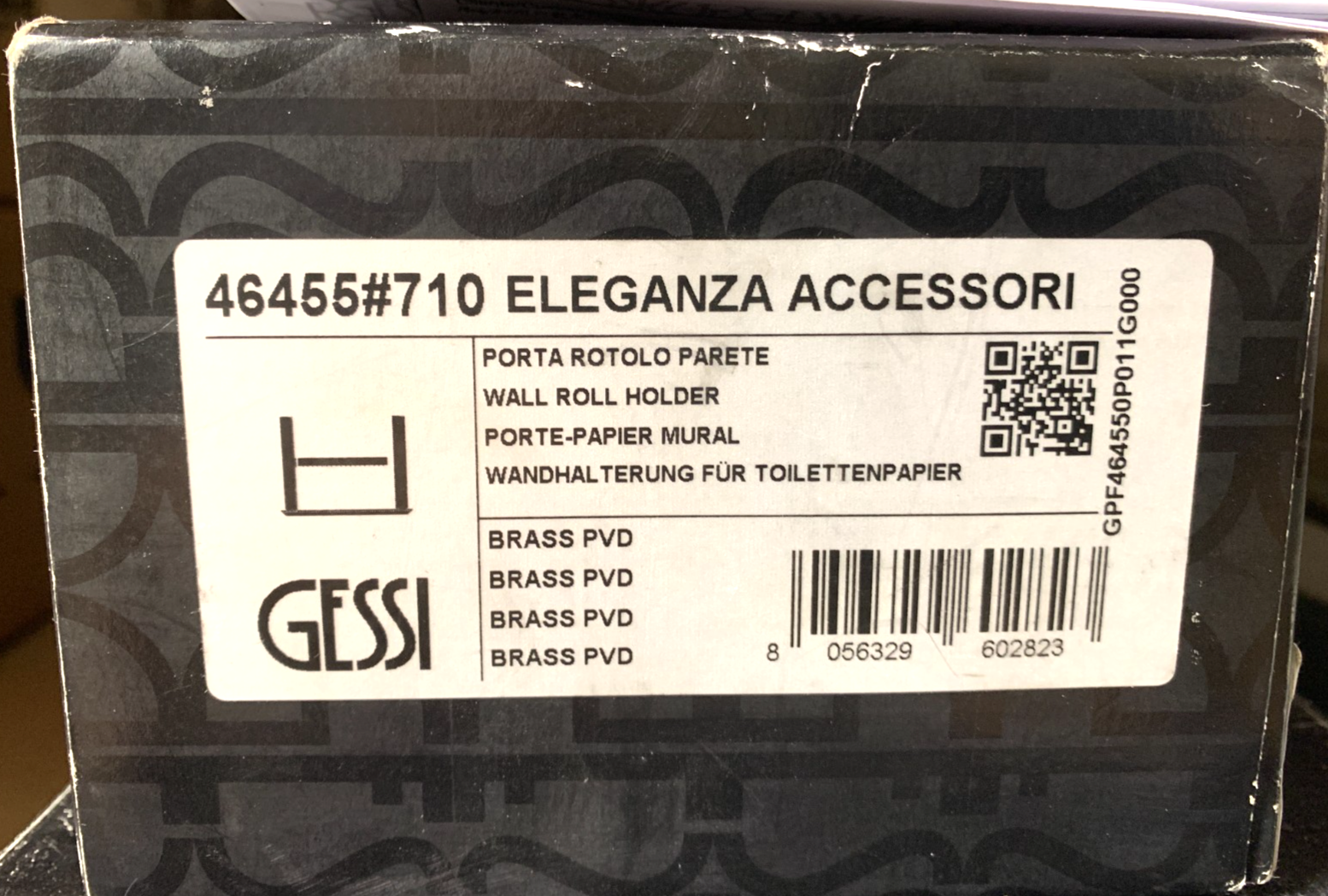 Gessi Eleganza Wall-mounted Toilet Roll Holder Colour 710 Model 46455-710