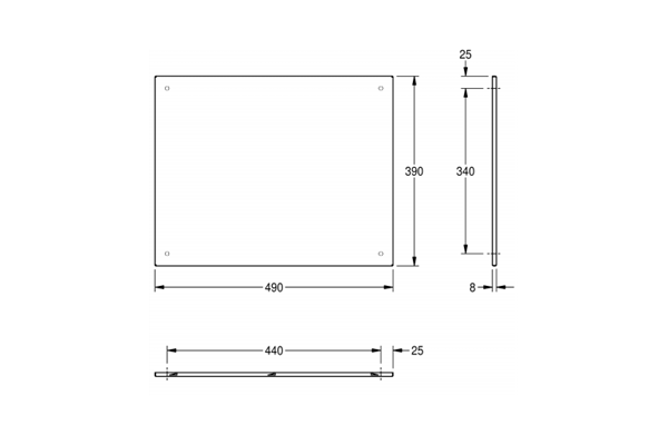 Franke Reinforced Stainless Steel Commercial Mirror 490 x390mm Silver