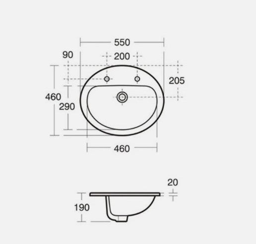 Armitage Shanks Orbit 21 550mm Countertop Basin 1 Tap Holes S248701