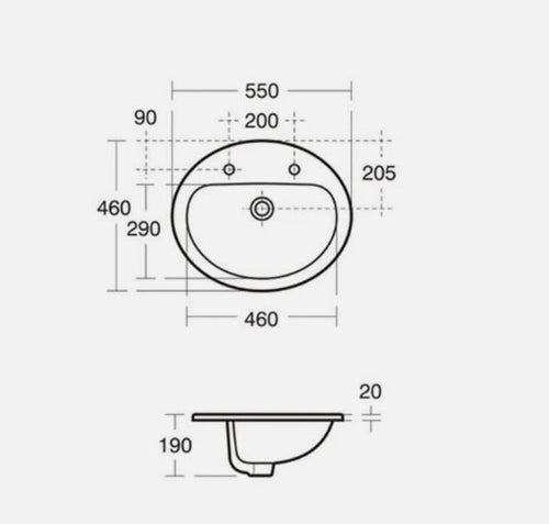 Armitage Shanks Orbit 21 550mm Countertop Basin 1 Tap Holes S248701