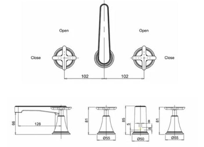 Crosswater Celeste Deck Mounted Basin Mixer Tap in Chrome CT135DNC