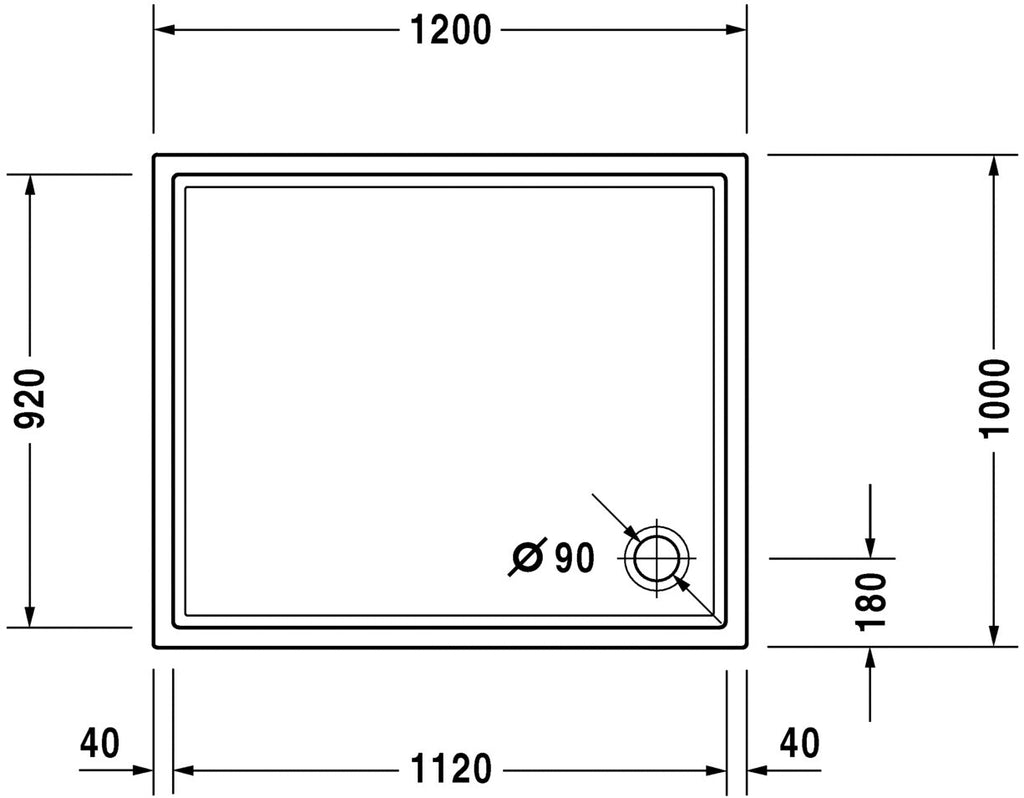 Duravit 1200 x 1000 Starck Slimline Rectangular Shower Tray art 720123