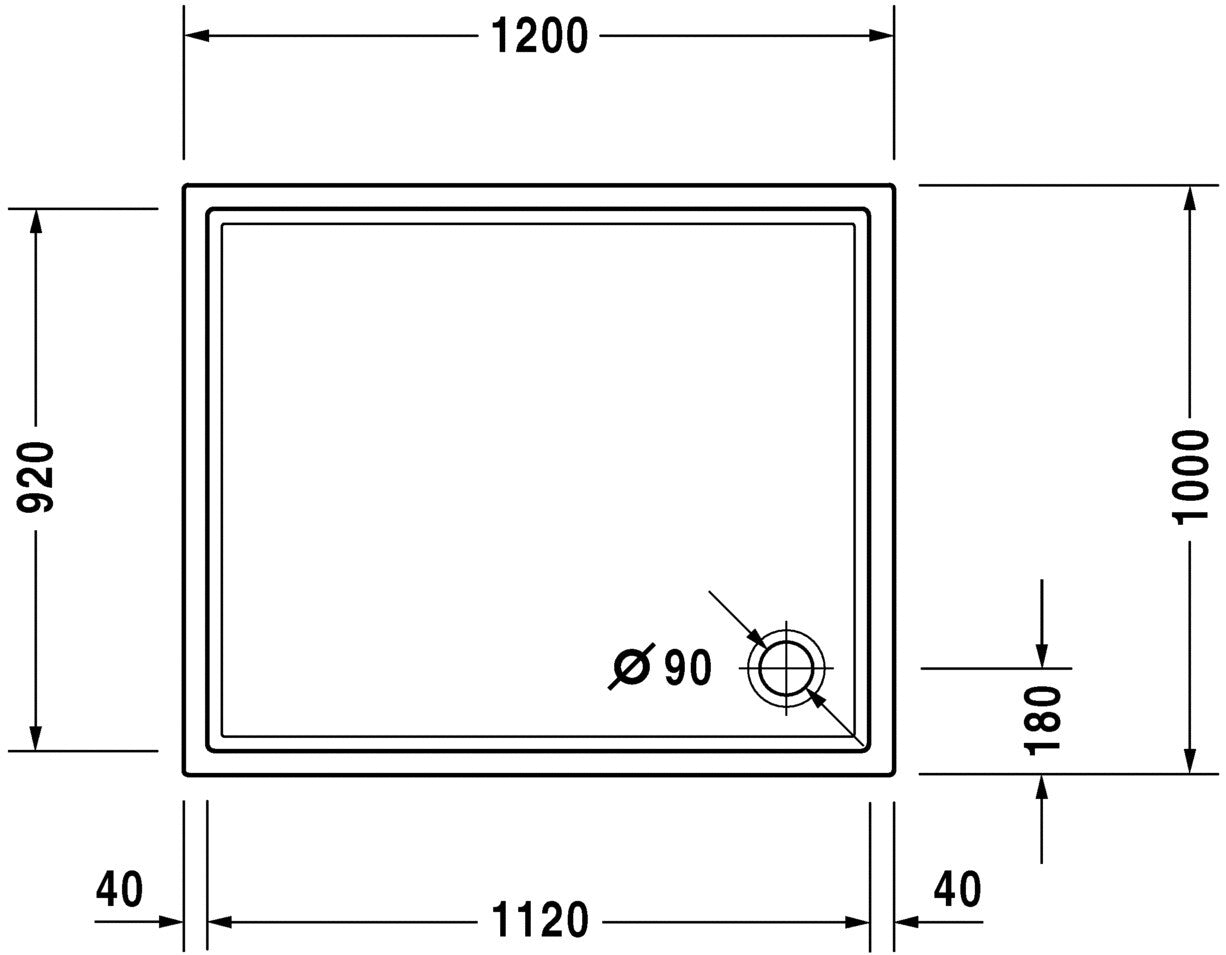 Duravit 1200 x 1000 Starck Slimline Rectangular Shower Tray art 720123