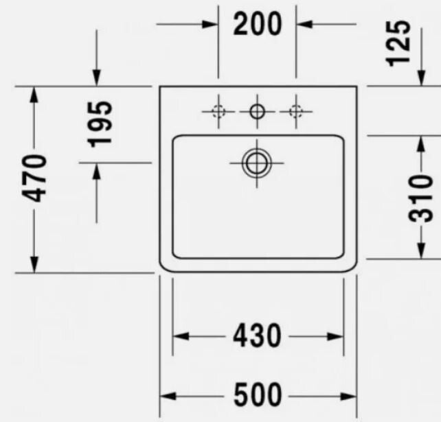 DURAVIT VERO NO TAP HOLE COUNTERTOP BASIN 500X470 Model 454500060