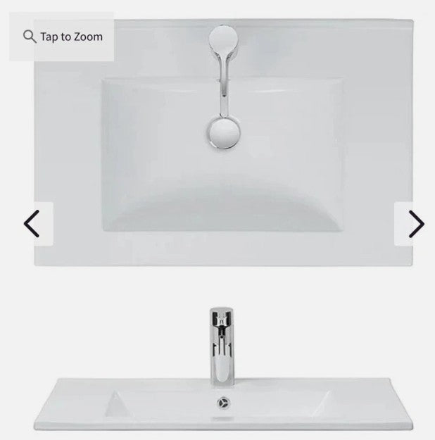 Crosswater Limit Basin White 1TH with overflow 510 x 460 x 18  - DE0003SCW+