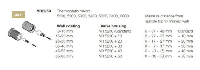 Vola Extensions for Thermostatic Mixers -  VR5250 (Standard)