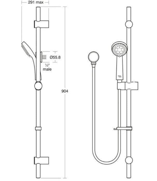 Armitage Shanks Armaglide 2 Shower Kit with 3 Function Handspray B9309AA