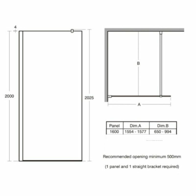 Ideal Standard Synergy 1600mm Wet Shower Room Panel - L6227EO